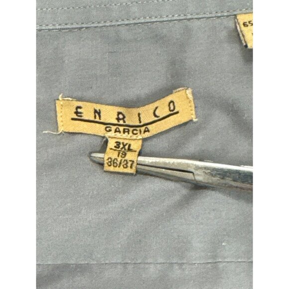 Enrico Garcia Mens Gray Button Up Dress Shirt Size 3XL 19-36/37 Long Sleeve - Picture 5 of 8